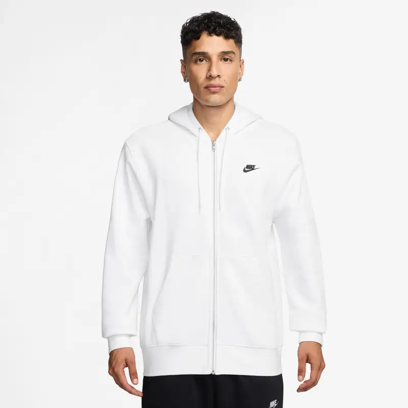 Felpa con cerniera a cappuccio Nike Club Blanc