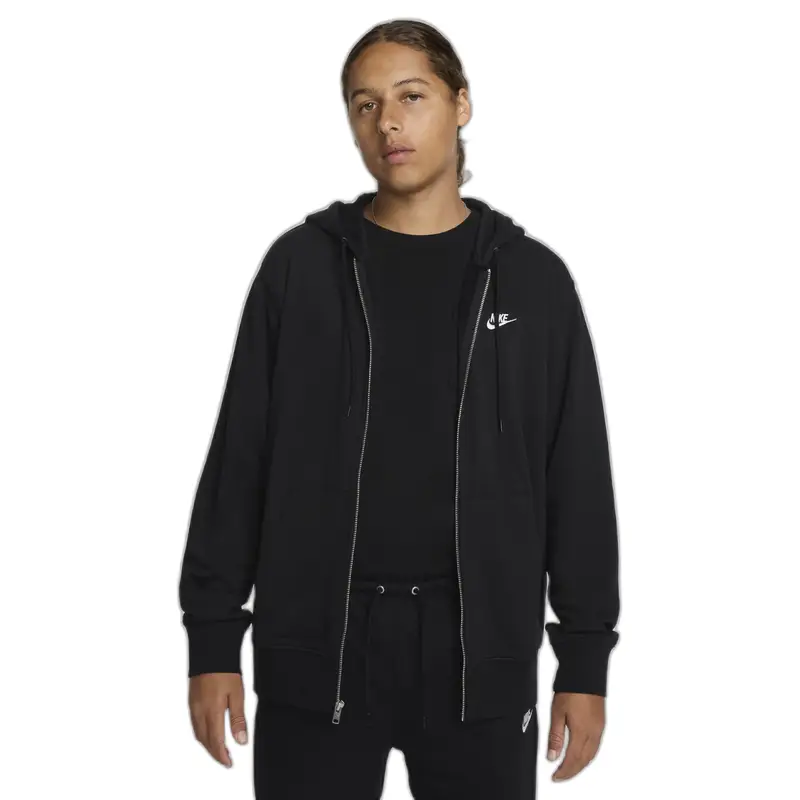 Felpa con cerniera a cappuccio Nike Club Fleece Noir