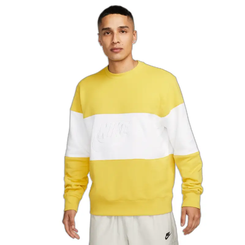 Felpa con scollo rotondo Nike Club+ FT CB Jaune