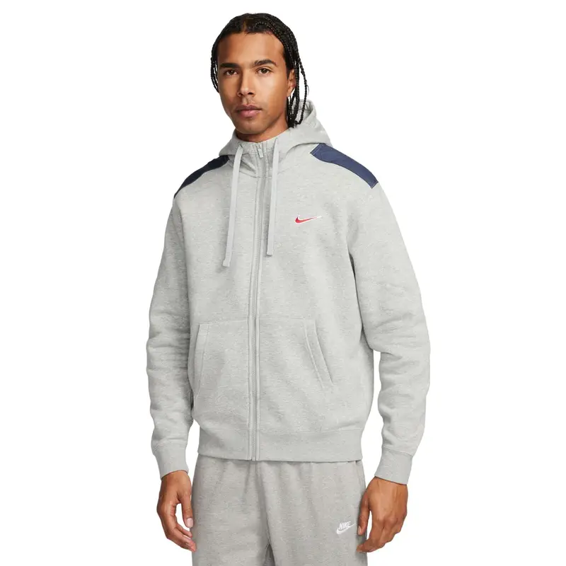 Felpa con zip a cappuccio Nike Fleece Gris