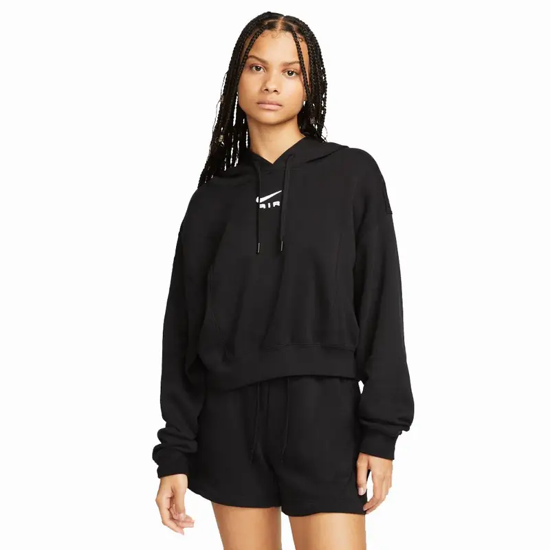 Felpa Crop Top Con Cappuccio Nero Bianco Donna M