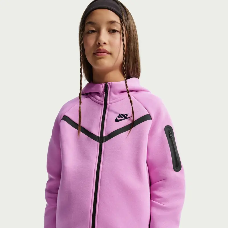 Felpa da bambina con cappuccio Nike Sportswear Tech Fleece Rose