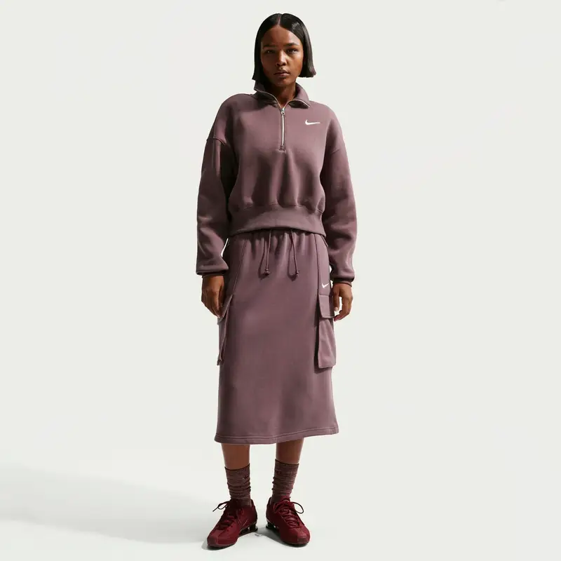 Felpa da donna con 1/4 di cerniera Nike Phoenix Fleece Noir