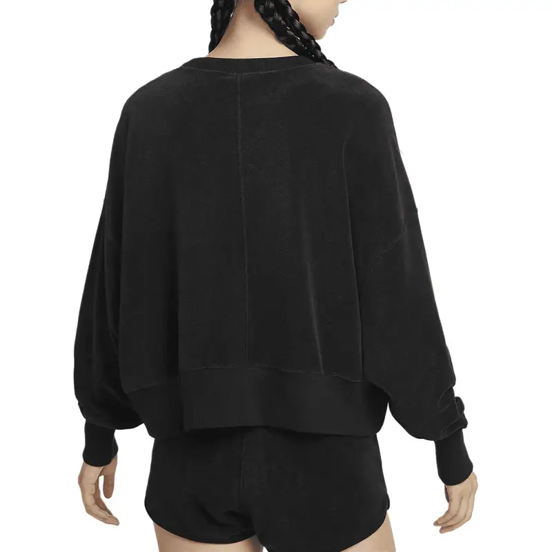 Felpa da donna Nike Court Heritage American Vintage con stampa di lettere, girocollo a maniche lunghe, nera FQ2243-010 S miniatura 3