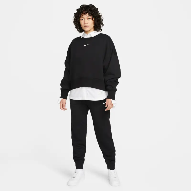 Felpa da donna oversize a collo tondo Nike Phoenix Fleece Noir