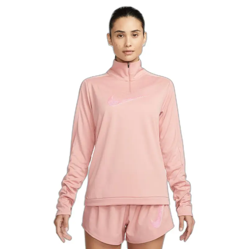 Felpa donna con 1/2 zip Nike Dri-FIT Swoosh HBR Pacer Rouge