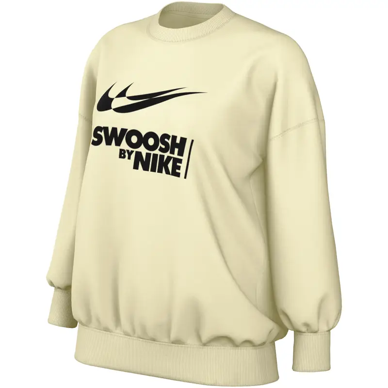 Felpa donna oversize a collo tondo Nike Fleece Beige