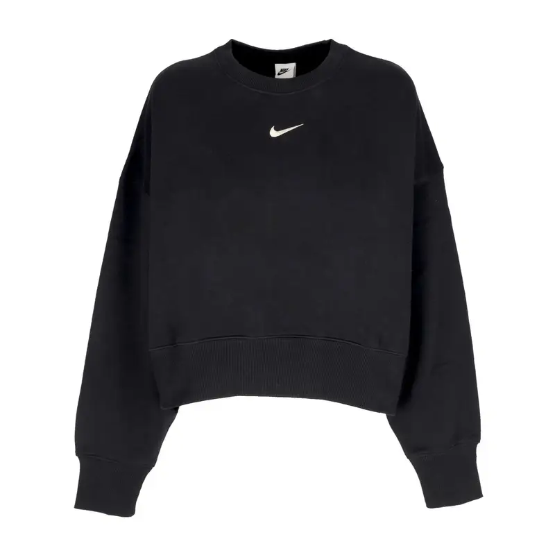 Felpa Girocollo Corta Donna W Sportswear Phoenix Fleece Over-oversized Crewneck Black/sail