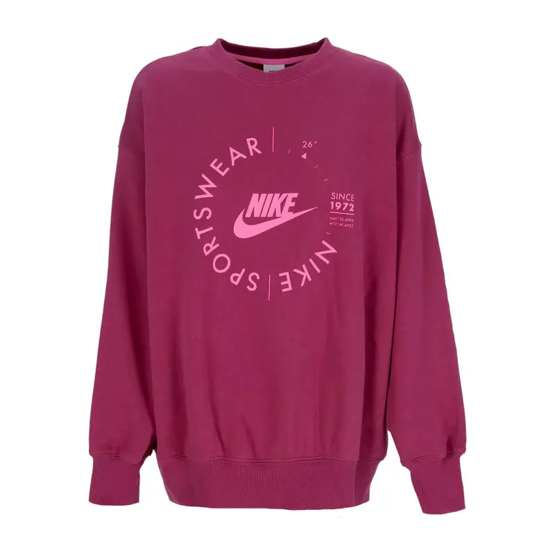 Felpa Girocollo Donna Sportswear Fleece Oversized Utility Crewneck Rosewood