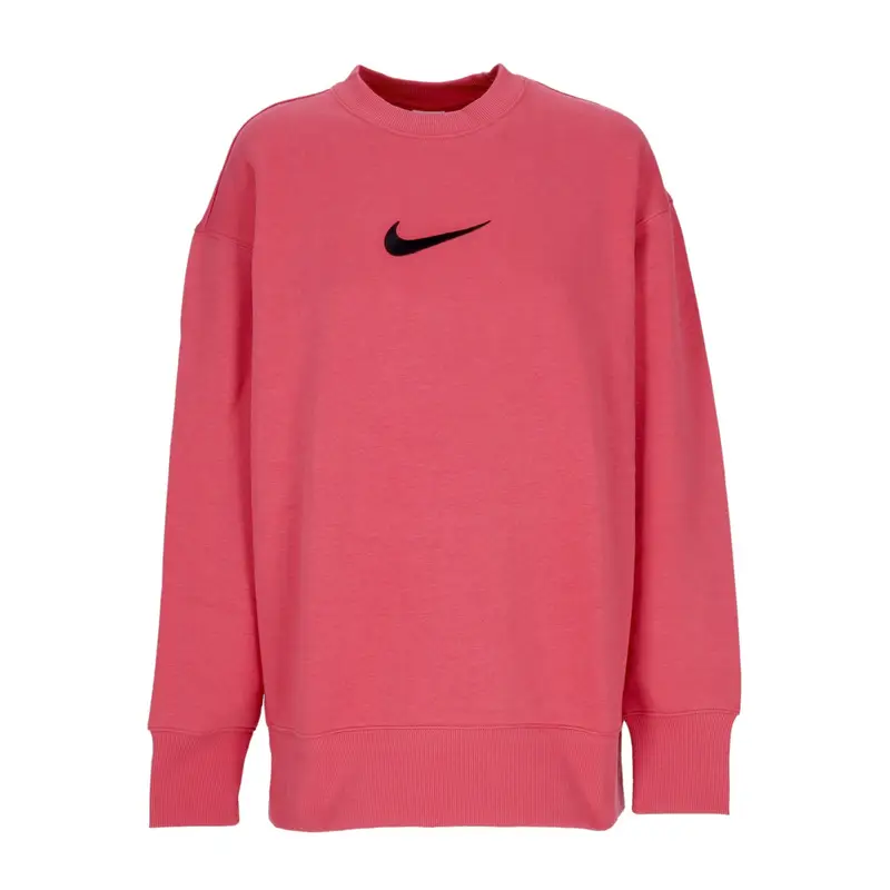 Nike Felpa Girocollo Donna Oversized in Fleece Adobe e Nero