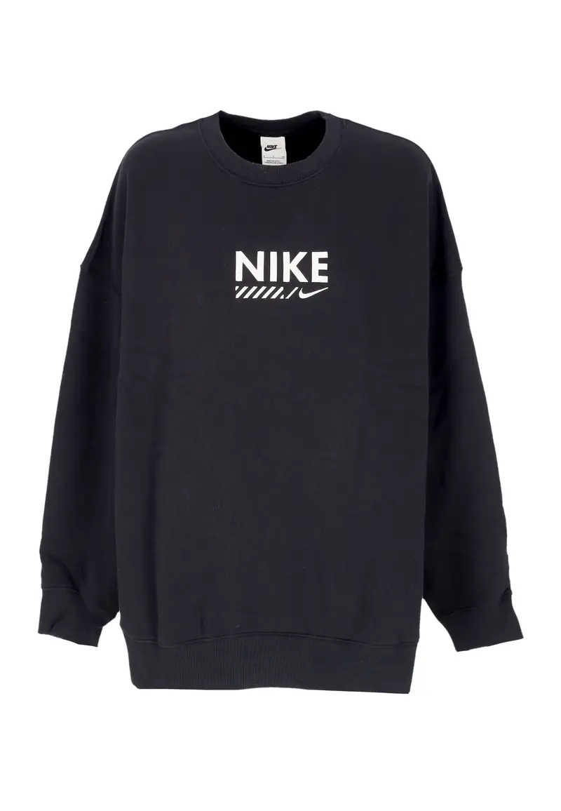 Felpa Girocollo Donna W Sportswear Fleece Oversized Gls Crewneck Black