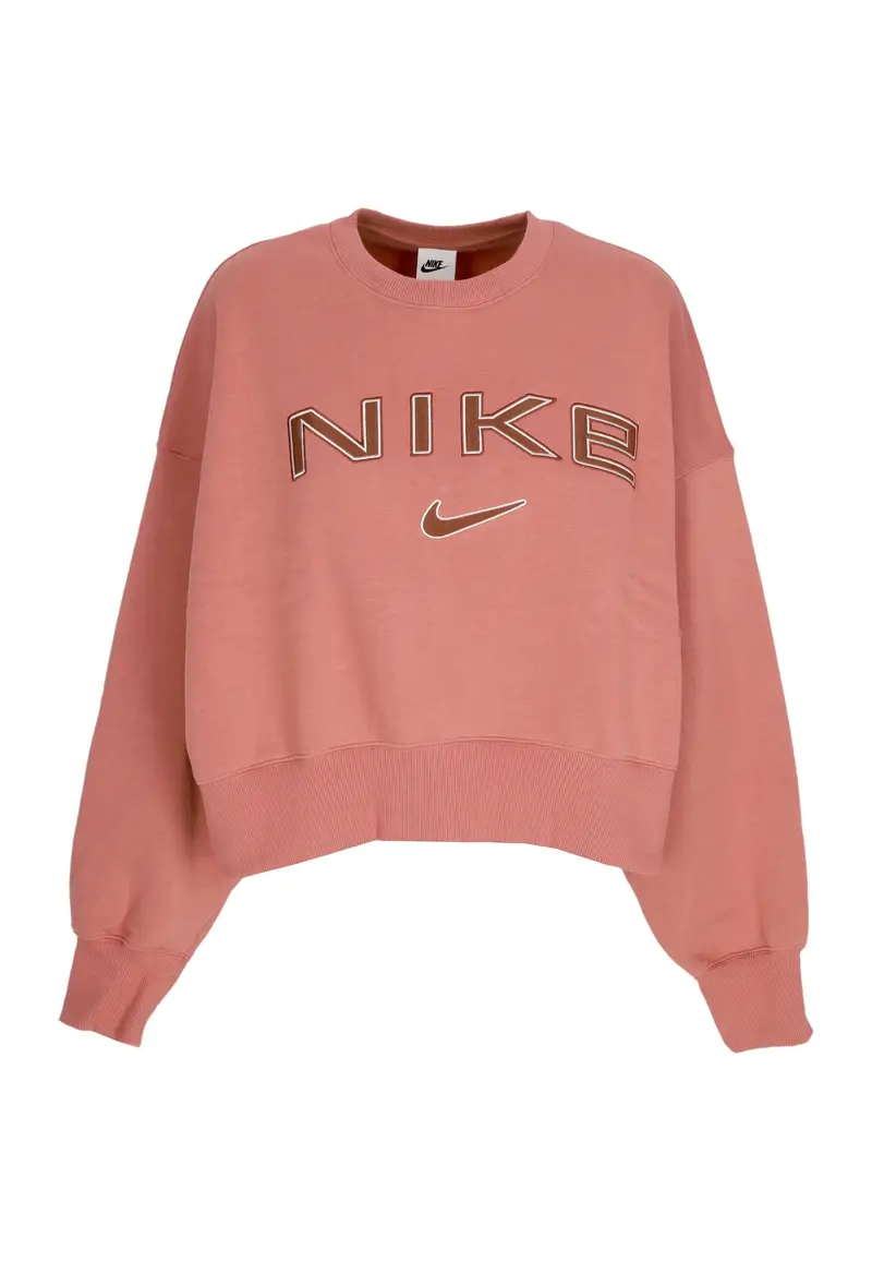 Felpa Girocollo Donna W Sportswear Phoenix Fleece Over-oversized Logo Crewneck Canyon Pink/lt Orewood Brn/red Sepia