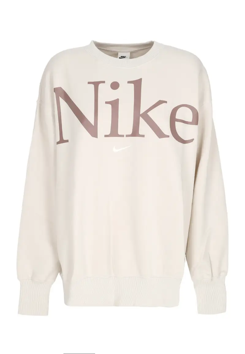 Felpa Girocollo Donna W Sportswear Phoenix Fleece Oversized Logo Crewneck Lt Orewood Brn/smokey Mauve/sail