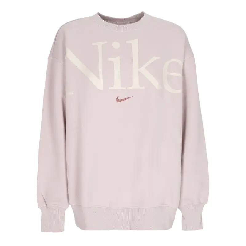 Felpa Girocollo Donna W Sportswear Phoenix Fleece Oversized Logo Crewneck Platinum Violet/smokey Mauve