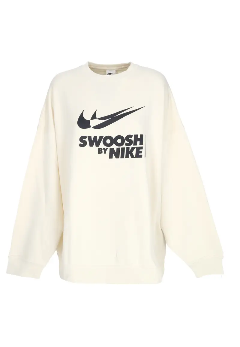 Felpa Girocollo Donna W Sportswear Swoosh Big Logo Crewneck Coconut Milk/black