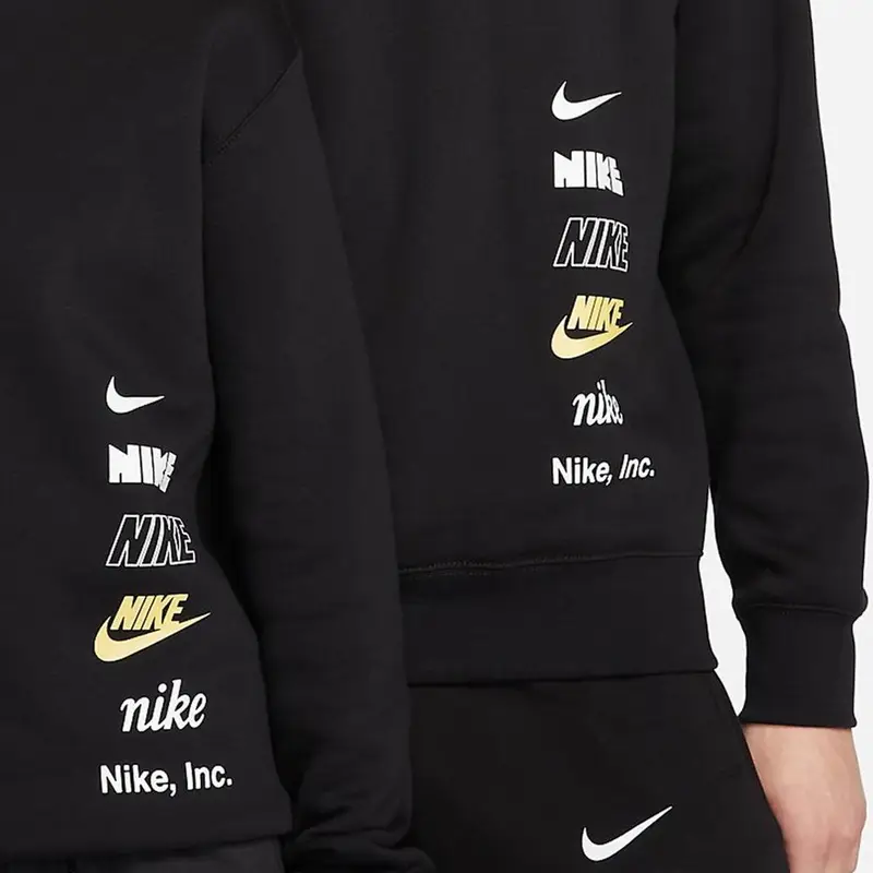 Felpa Girocollo in Pile con Logo Scritta Nike e Set Pantaloni Lunghi Sportivi in Maglia Calda Casual Unisex Set Felpa Nero DX0782-010+DX0796-010+1 M miniatura 2