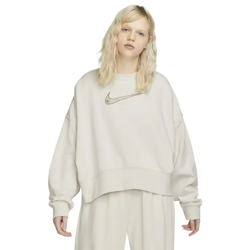 Felpa Girocollo Logo Swoosh Bianco Donna L