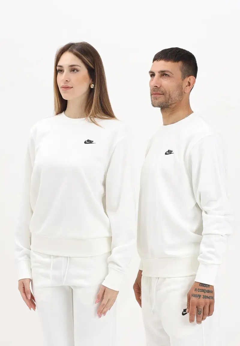 NIKE Felpa girocollo Nike Club bianca per uomo e donna