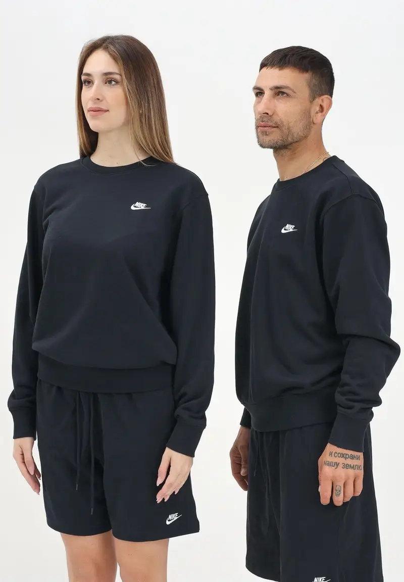 NIKE Felpa girocollo Nike Club nera per uomo e donna