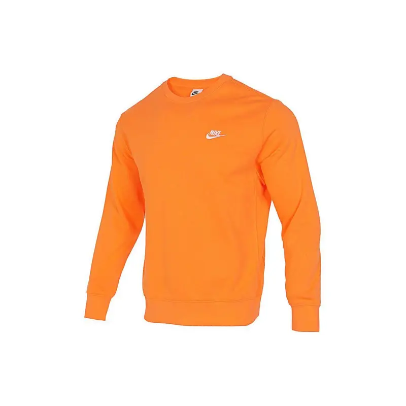 Felpa Girocollo Nike NSW Club FT Logo Ricamato Maglia a Coste Uomo Felpa Arancione BV2667-885 L