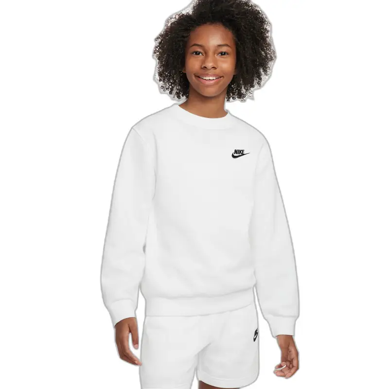 Felpa girocollo per bambini Nike Club Fleece LBR Blanc