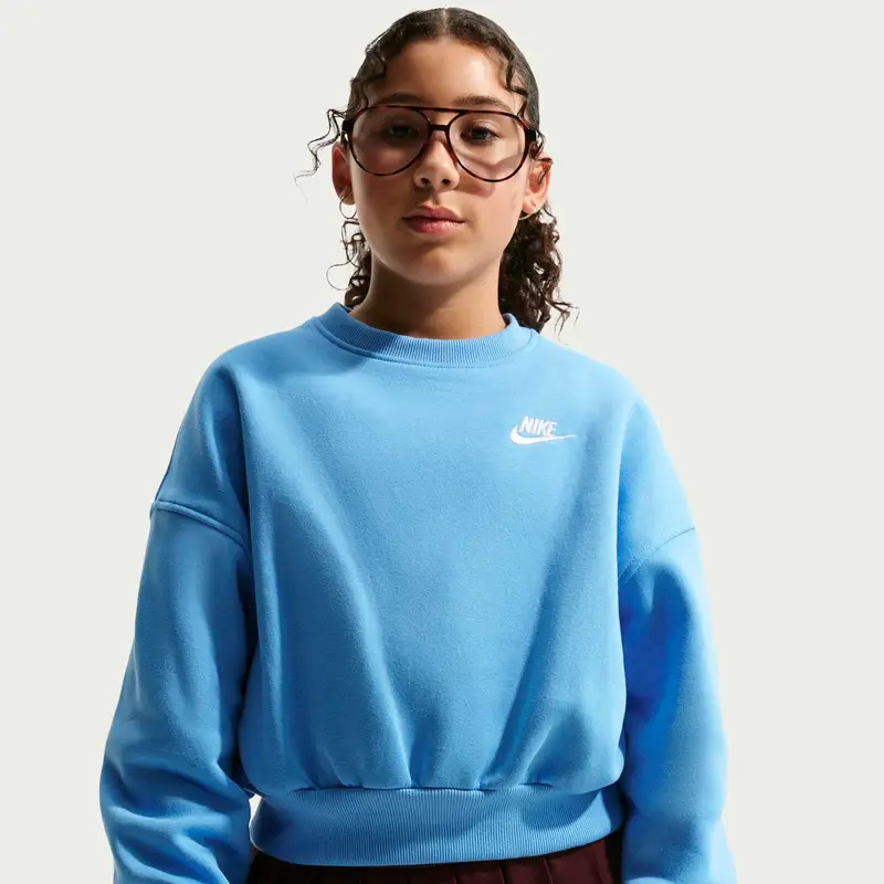 Felpa girocollo per ragazza Nike Club Fleece Bleu