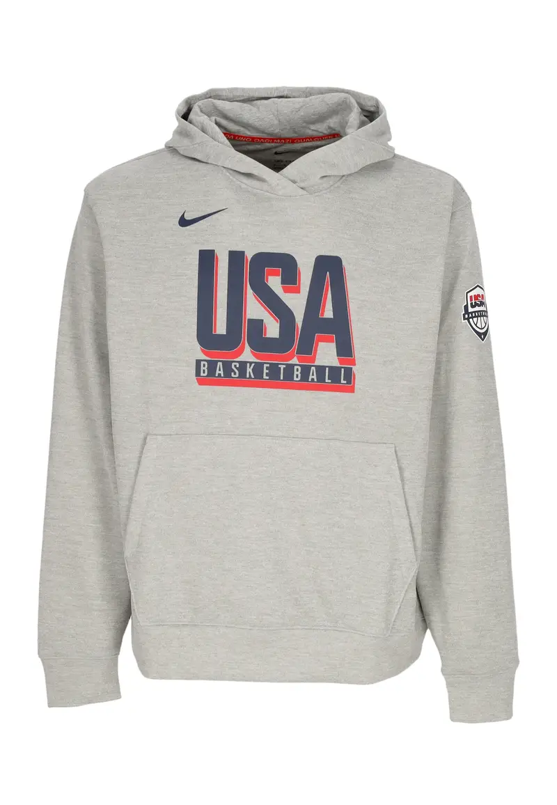 Felpa Leggera Cappuccio Uomo Practice Fleece Basketball Hoodie Team Usa Dk Grey Heather/obsidian