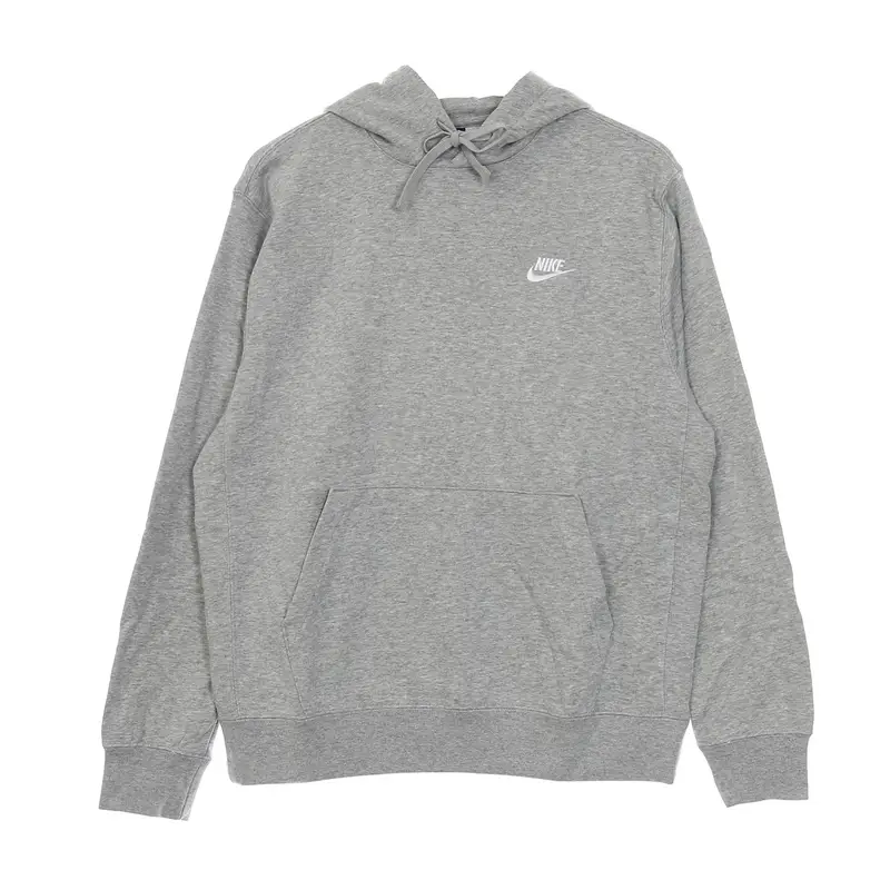 Felpa Leggera Cappuccio Uomo Sportswear Club Hoodie Dk Grey Heather/matte Silver/white