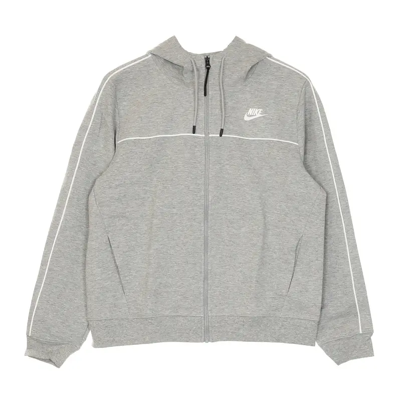 Felpa Leggera Cappuccio Zip Donna W Sportswear Millenium Essential Fleece Full-zip Hoodie Dk Grey Heather/white