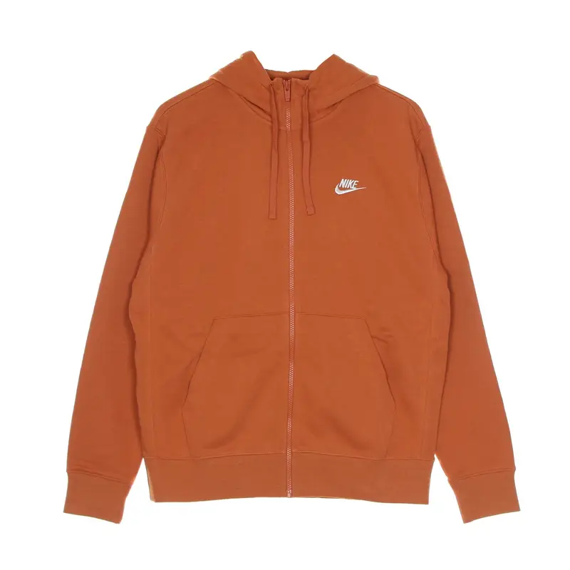 Felpa Leggera Cappuccio Zip Uomo Sportswear Club Hoodie Full Zip French Terry Light Sienna/light Sienna/white