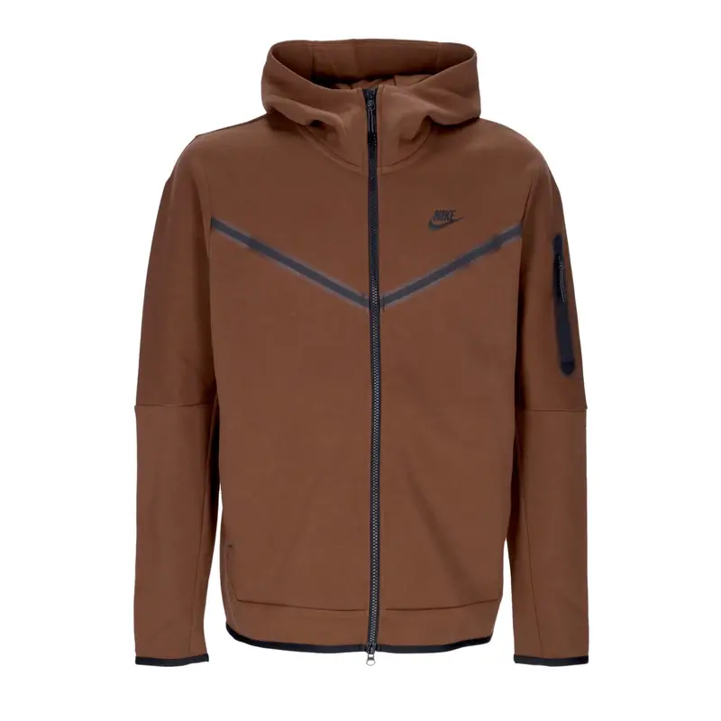 Nike Maglia Uomo Felpa Leggera Cappuccio Zip Cacao e Nero