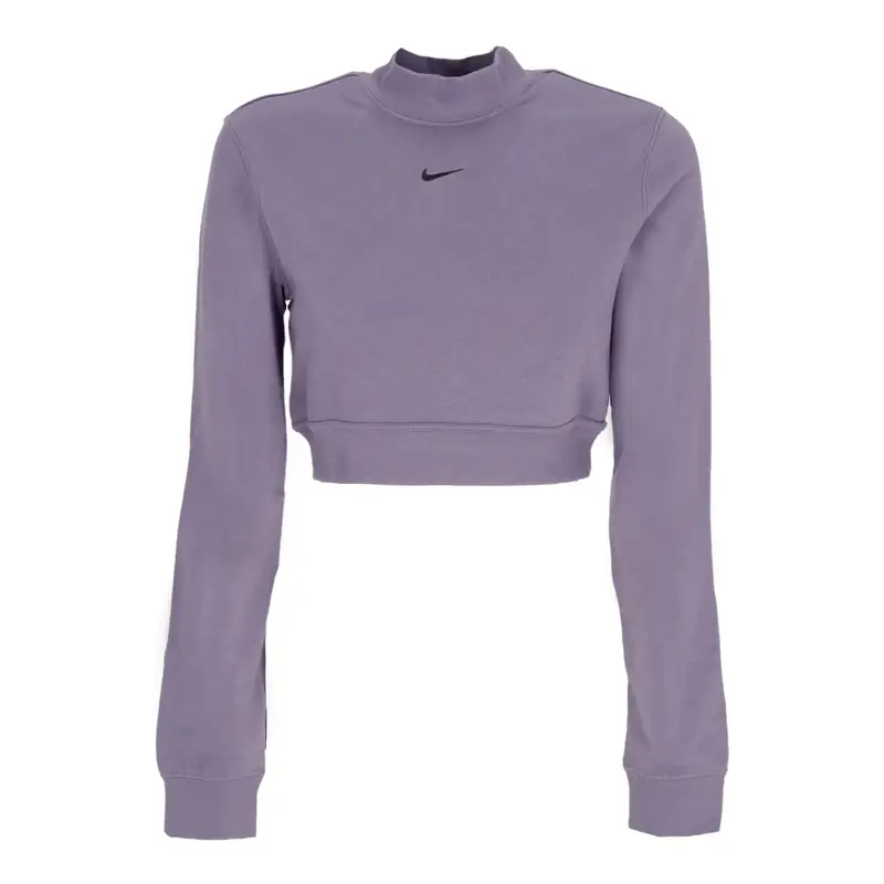 Felpa Leggera Collo Alto Corta Donna W Sportswear Chill French Terry Crop Crewneck Daybreak/black