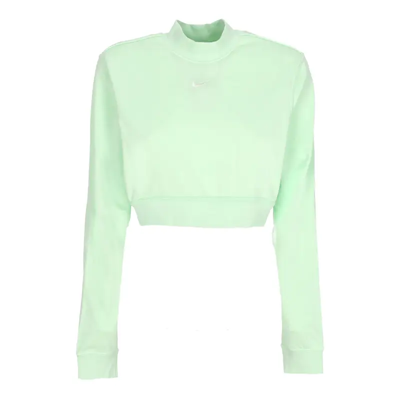 Felpa Leggera Collo Alto Corta Donna W Sportswear Chill French Terry Crop Crewneck Vapor Green/sail