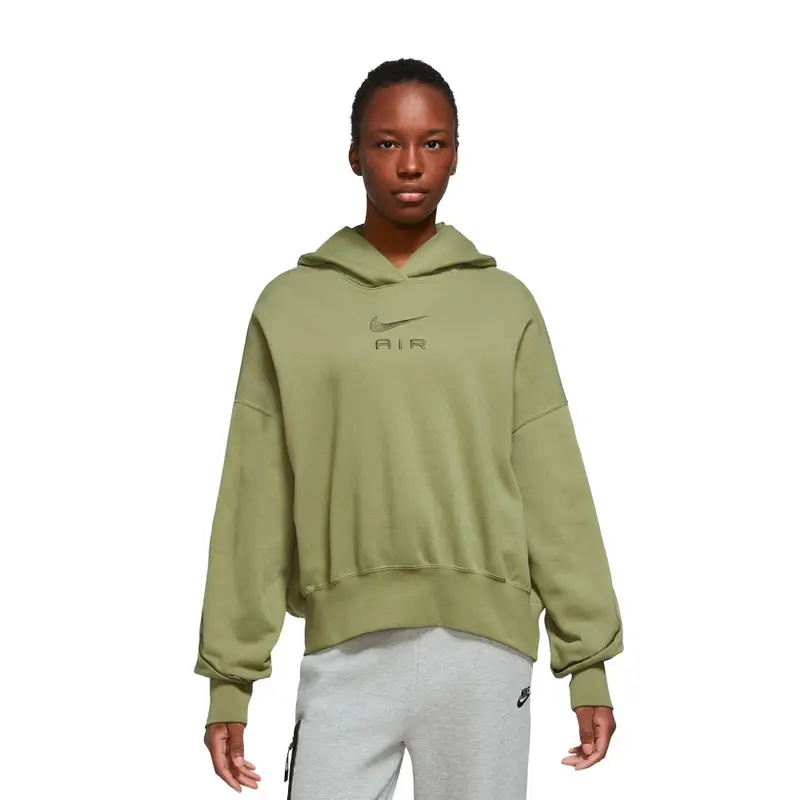 Felpa Logo Con Cappuccio Air Verde Donna L