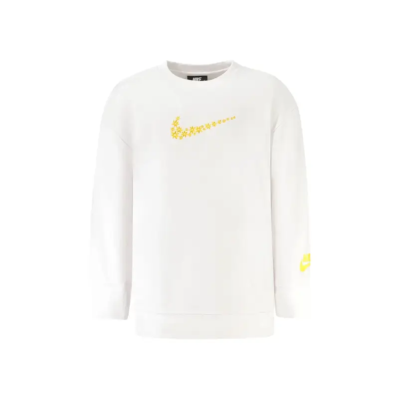 Nike Maglia Maniche Lunghe Unisex Bianca con Ricamo