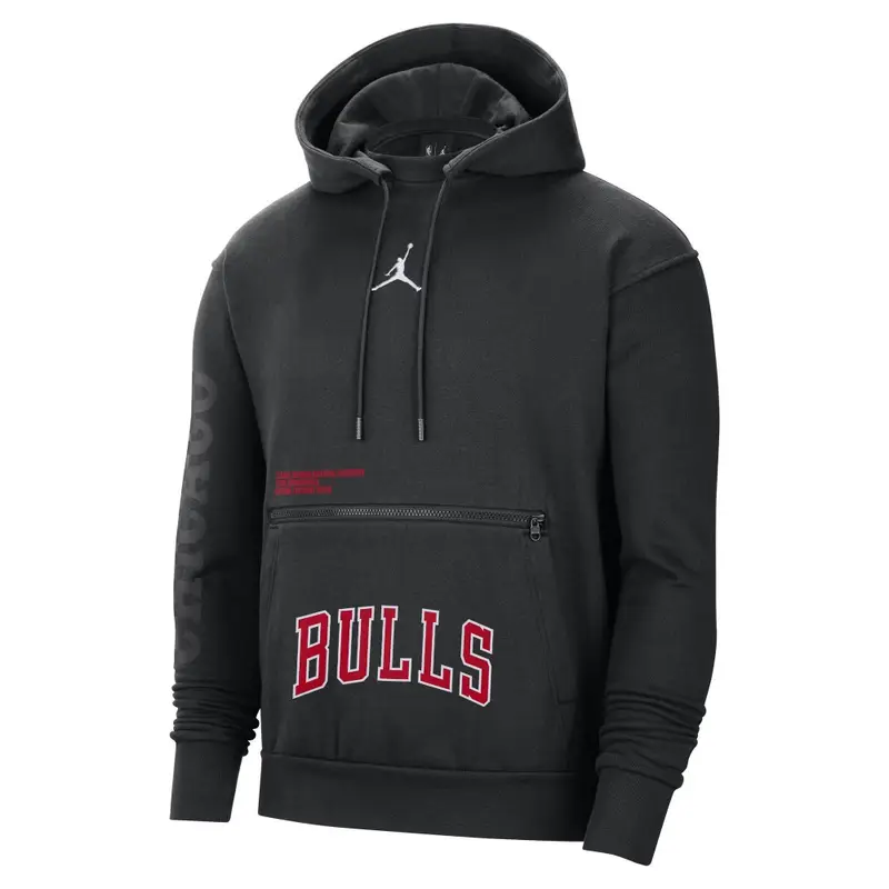 Felpa Nba Bulls Flc Nero Rosso Uomo XL