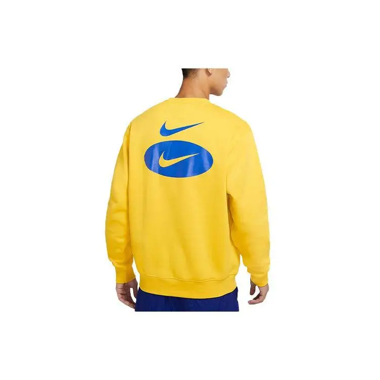 Felpa Nike NSW BB Crew Logo Casual Sportiva in Pile Pullover da Uomo Giallo-Zolfo DM5461-709 L