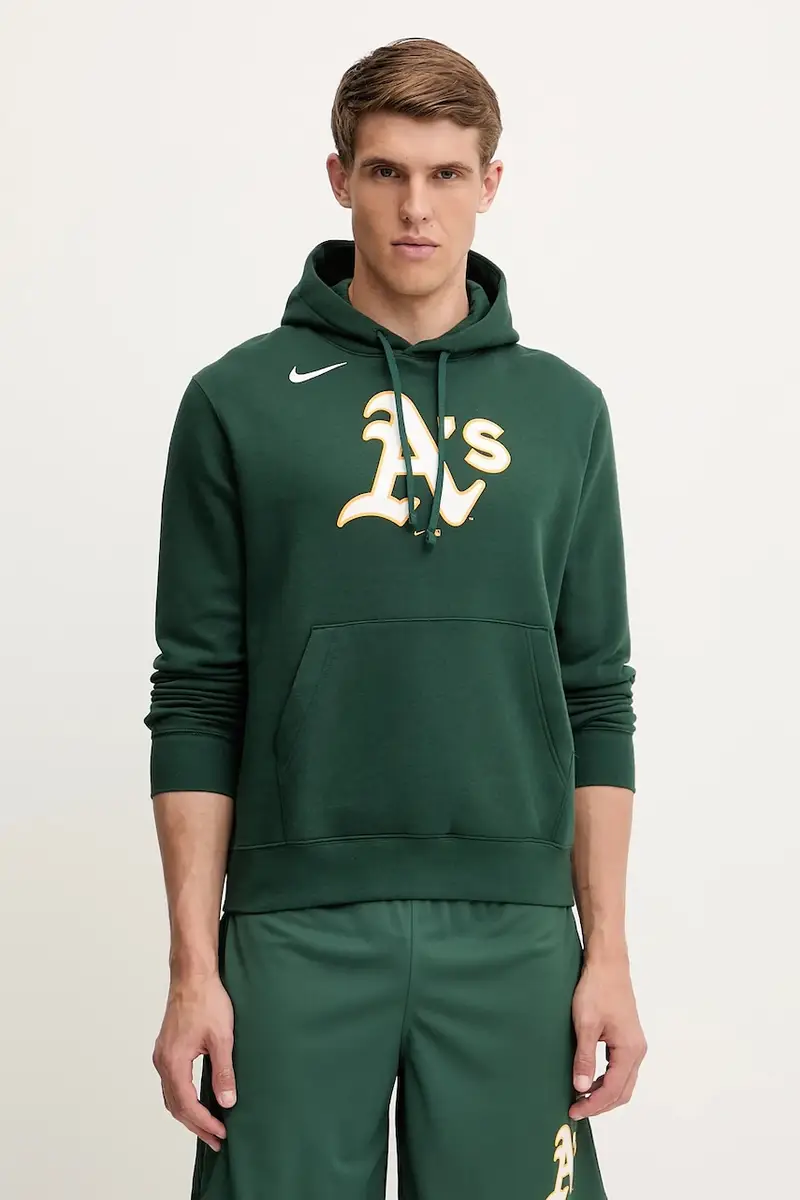 felpa Oakland Athletics uomo colore verde con cappuccio NKDK-3EY-FZ-CKX