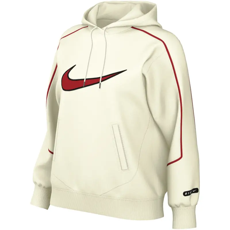 Felpa oversize da donna con cappuccio in pile Nike Blanc