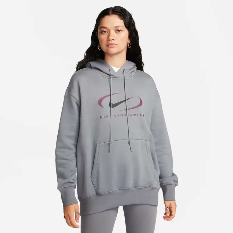 Felpa oversize da donna con cappuccio Nike Gris