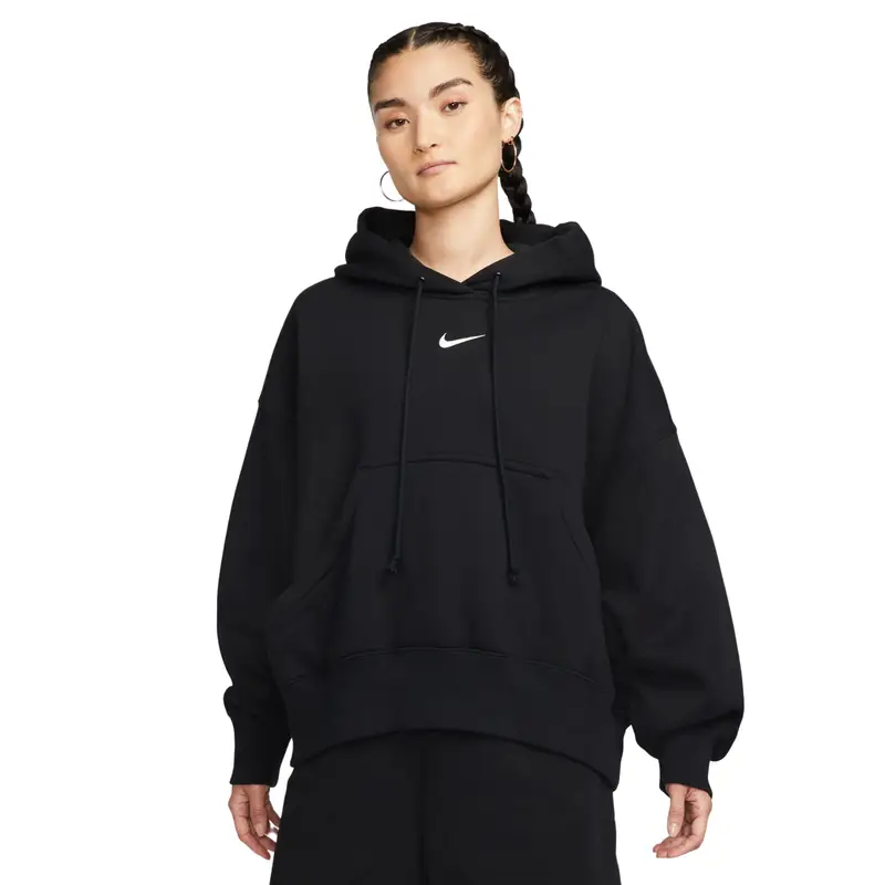 Felpa oversize da donna con cappuccio Nike Phoenix Fleece Noir