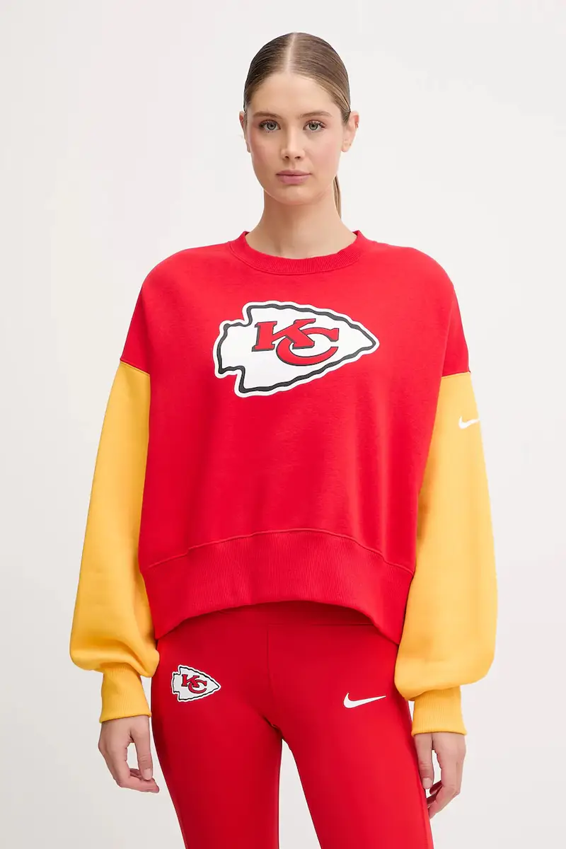 felpa Oversized Crew Fleece Rosso