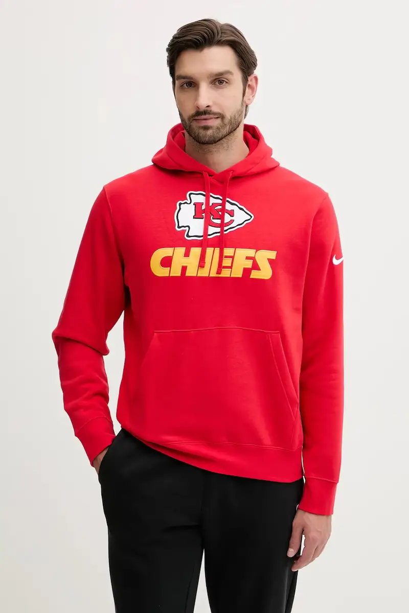 felpa Rewind Club Hoodie uomo colore rosso con cappuccio con applicazione NKDK-65N-7G-WUG