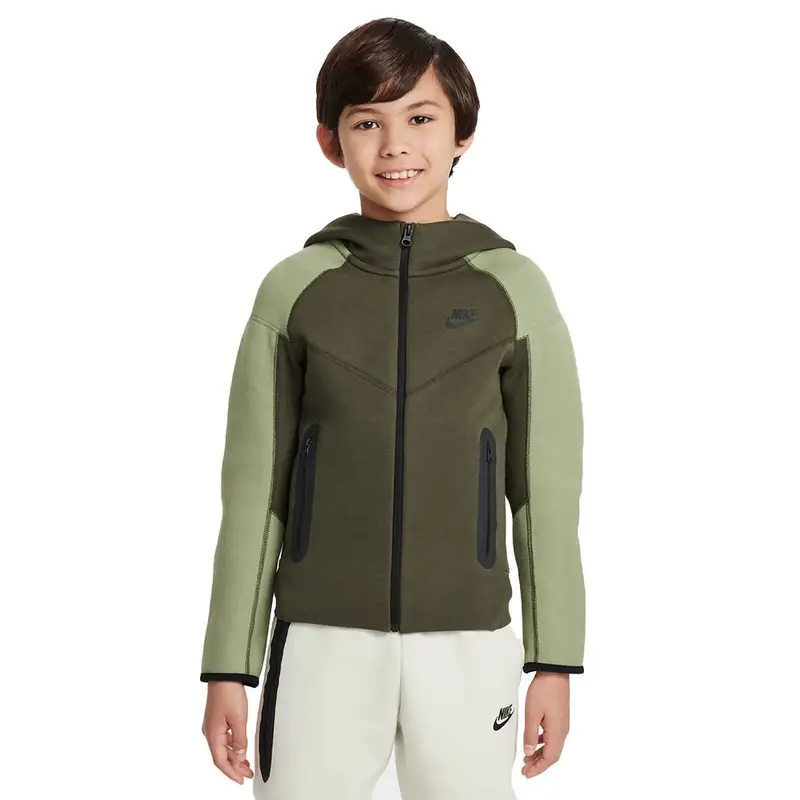 Felpa Tech Fleece Bicolor Verde Bambino S - Ragazzo