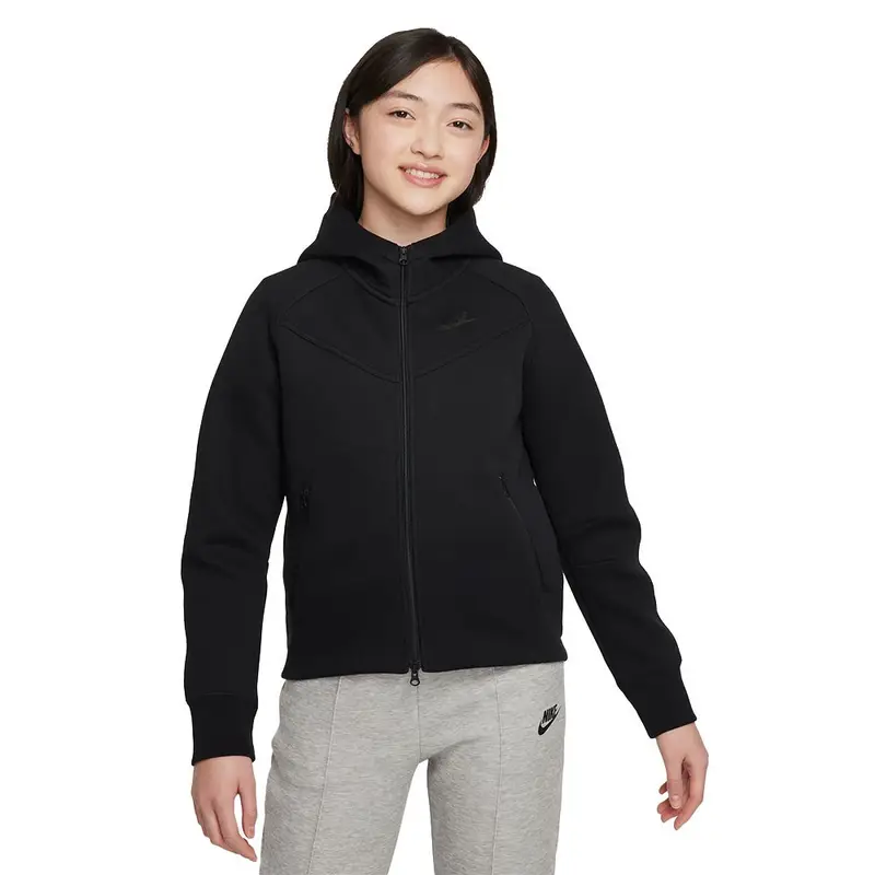 Felpa Tech Fleece Nero Ragazza XS