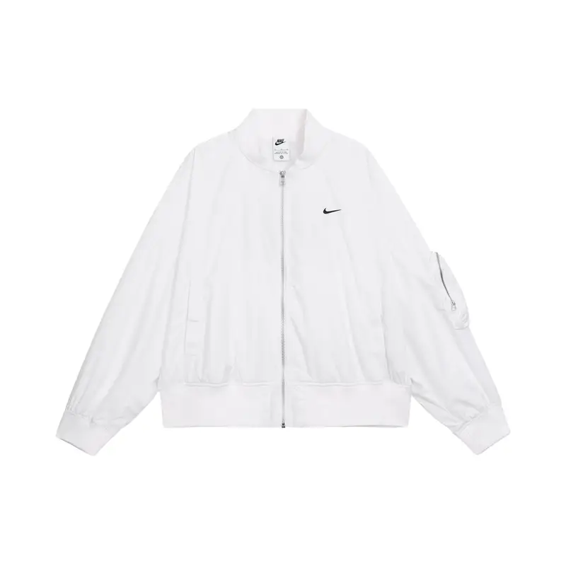 Giacca a maniche lunghe casual a tinta unita Nike Sportswear Essentials con colletto da baseball da donna giacche Bianco FN2840-100 L