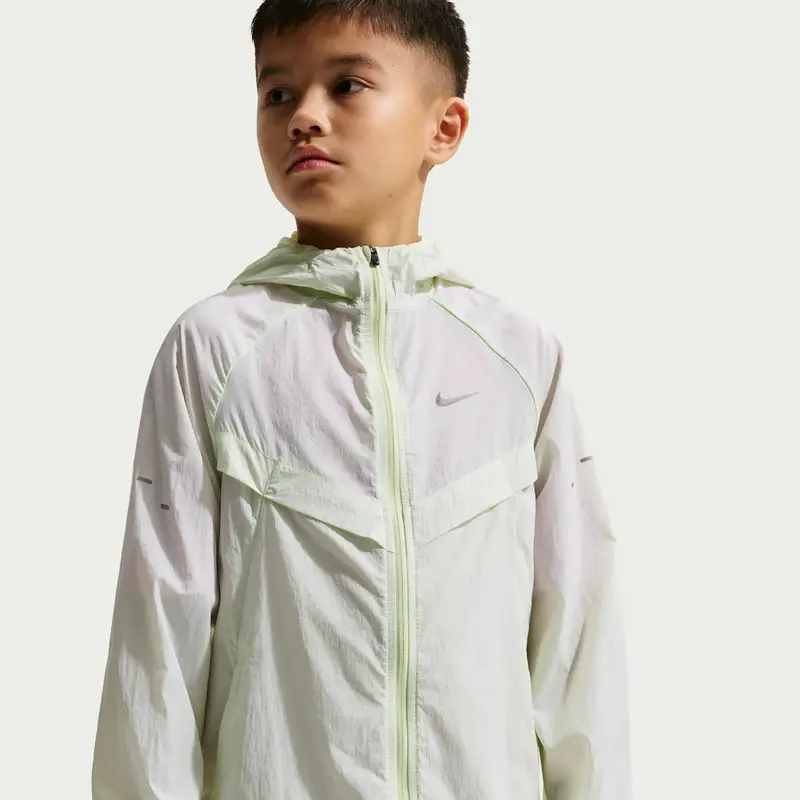 Giacca a vento impermeabile per bambini Nike Stride Vert