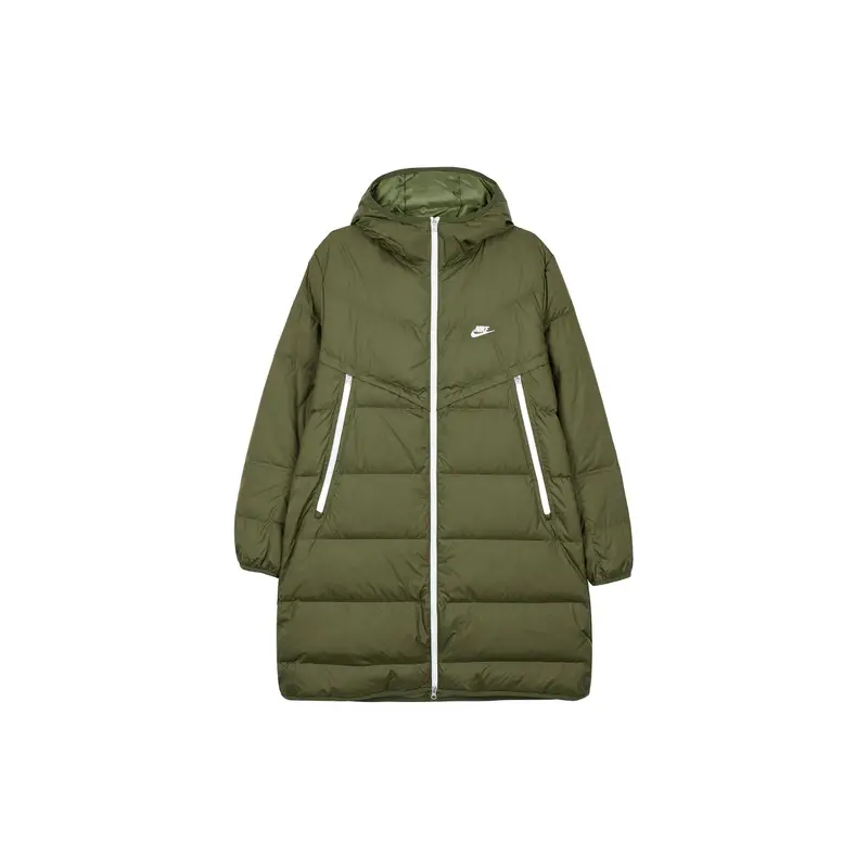 Giacca a Vento Media Lunghezza con Cappuccio e Stampa Logo Nike Uomo Capispalla Verde Militare DD6789-326 L