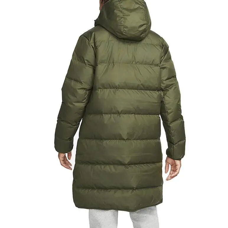 Giacca a Vento Media Lunghezza con Cappuccio e Stampa Logo Nike Uomo Capispalla Verde Militare DD6789-326 M miniatura 2