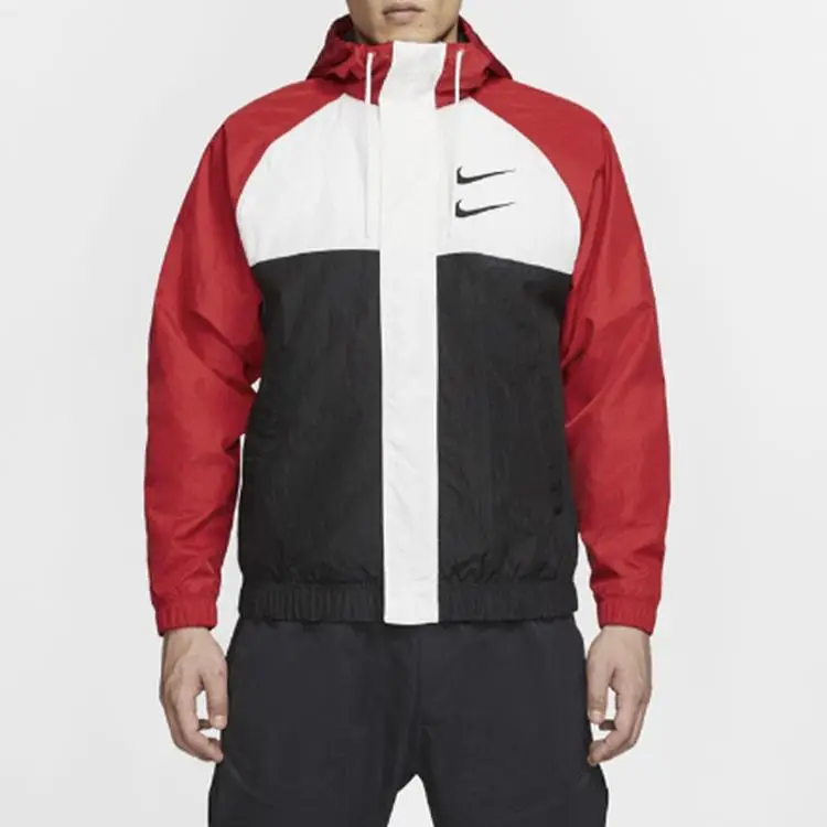 Giacca a Vento Nike Sportswear Swoosh Color Block Primavera Giacca da Uomo Rossa CJ4889-657 M miniatura 5